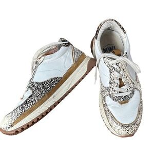 MWL Madewell Kick Off Trainer Sneakers Leather Calf Hair Lace Up Shoes Size 6.5